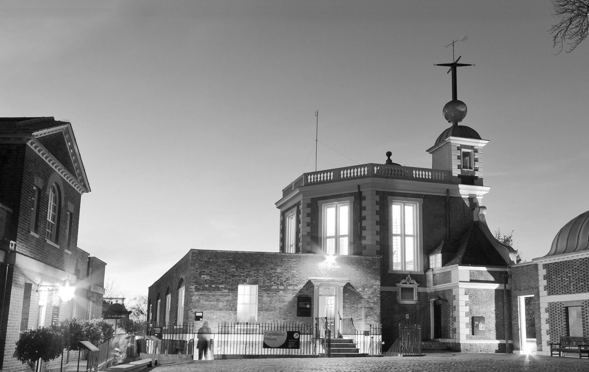 Black and white picture of building at Greenwich