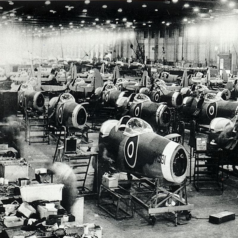 Part built Spitfires in factory