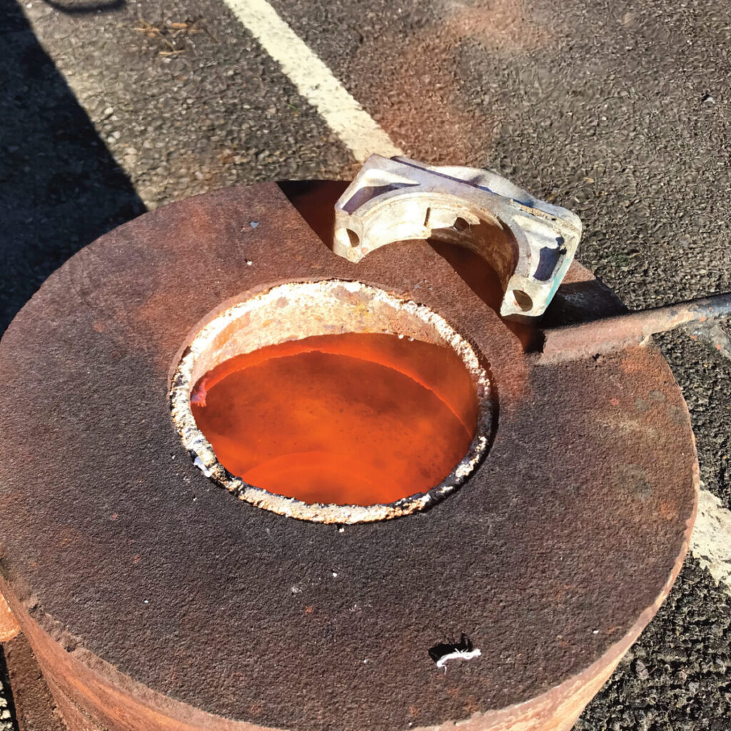 Spitfire metal being smelted in furnace