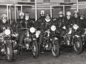 Cafe racer motorbikes lined up