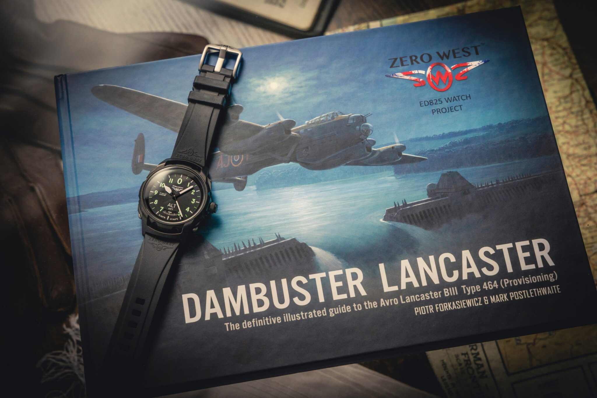 Dambuster Lancaster book with DB1 Blackout on top with black strap