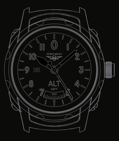 Technical drawing of DB1 Lancaster watch