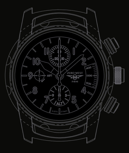 Technical drawing of DB2 watch