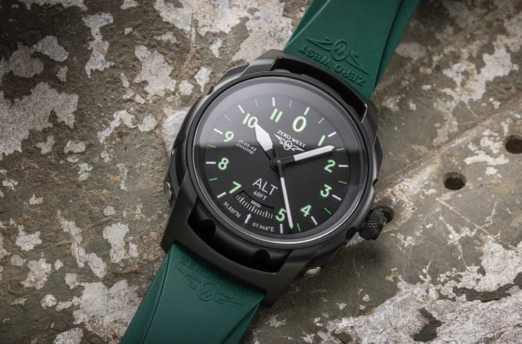 DB1 watch with green rubber strap