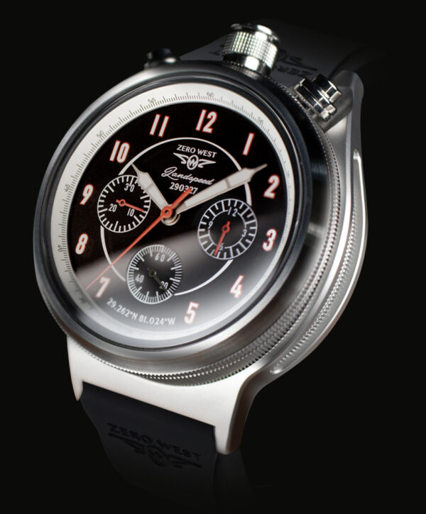 LS2 watch on black rubber strap close up