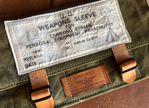 Zero West watch wallet close up of weapons sleeve patch