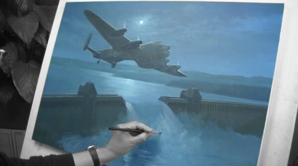 Aircraft flying over water at night