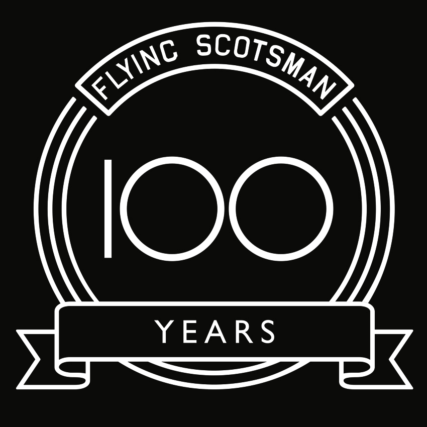 Flying scotsman 100 years logo black and white