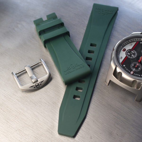 Green rubber strap with CR-2 watch