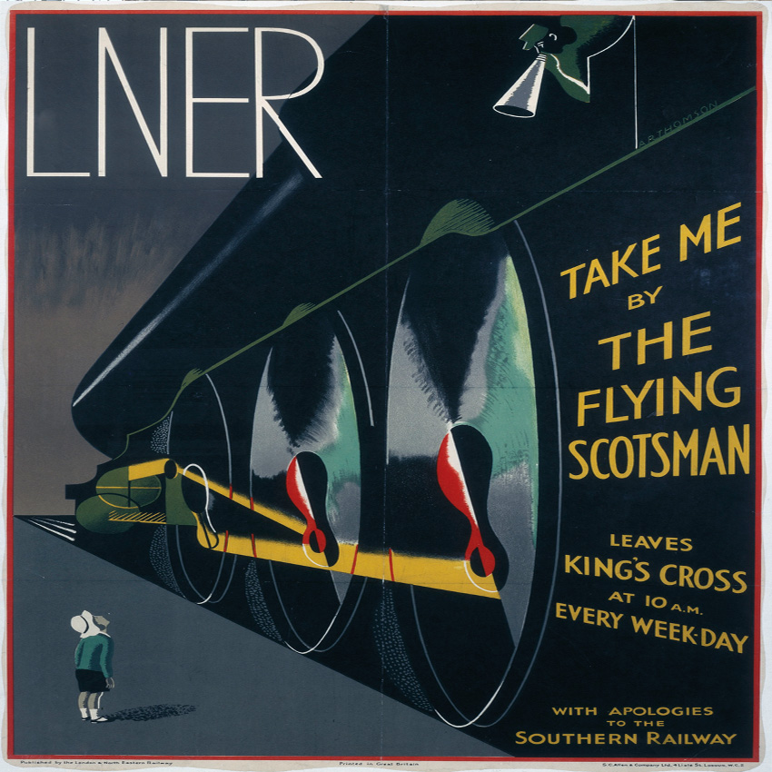 Vintage poster advertising flying scotsman journeys