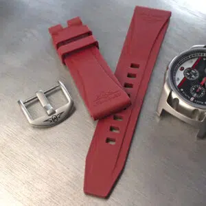 CR2 watch with separate red rubber strap and separate matt buckle