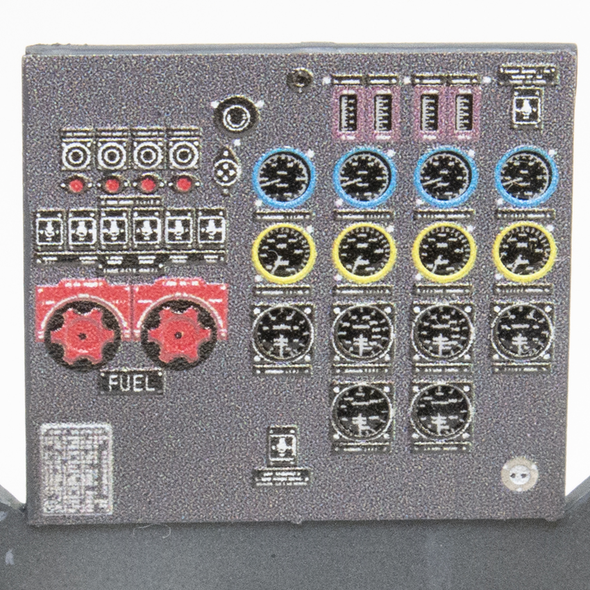 Close up of dials of Dambuster model