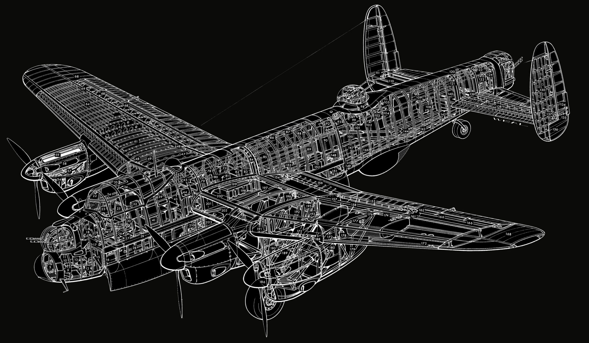 Lancaster bomber technical drawing