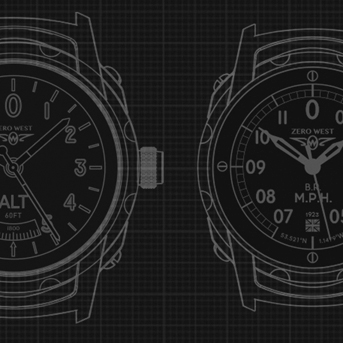 Technical drawing of watches