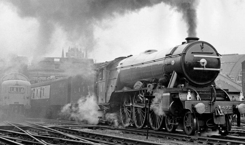 Flying Scotsman with smoke coming out of chimney
