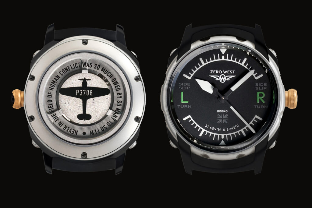 Close up front and back of H2 watch