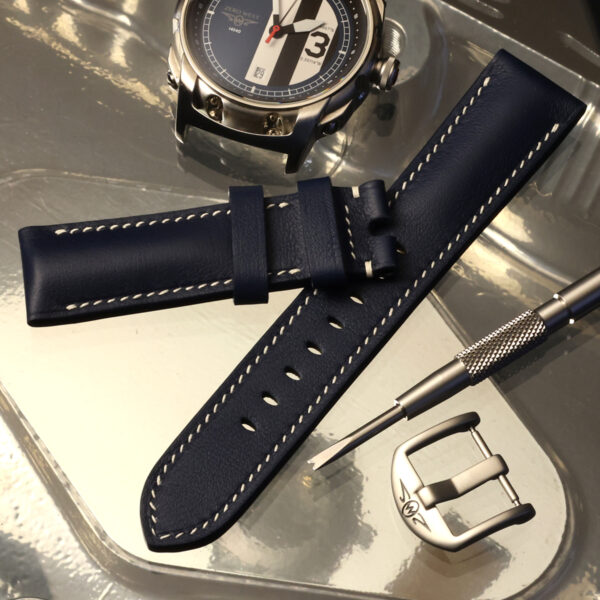 Blue padded strap with RAF-C watch and strap tool