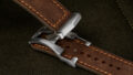 Close-up of a leather watch strap