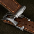 Close-up of a watch strap clasp