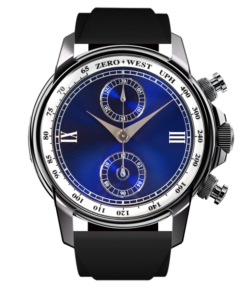 Elegant blue chronograph wristwatch design