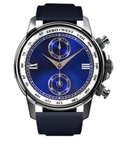 Elegant blue chronograph watch design