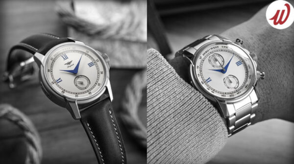 Two stylish watches on display.