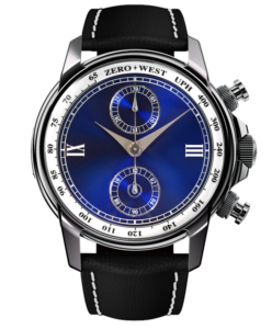 Elegant blue dial chronograph watch