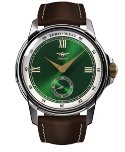 Elegant green dial wristwatch with leather strap