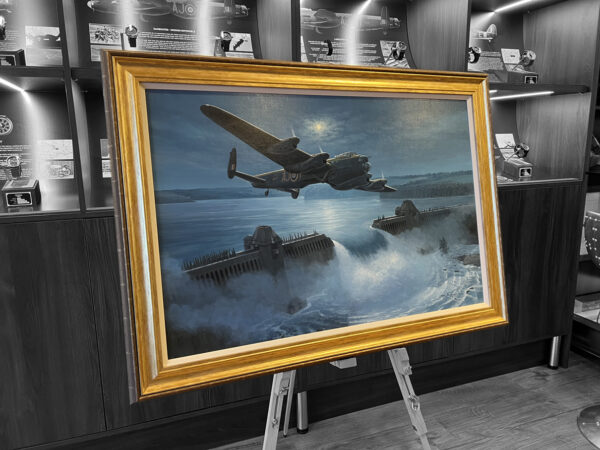 Lancaster bomber over dam explosion