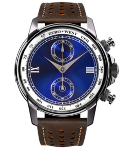 Elegant blue chronograph watch design