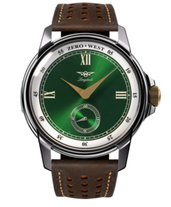Elegant green dial wristwatch with leather
