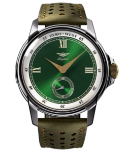 Elegant green watch with leather strap