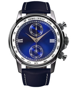 Elegant blue chronograph wristwatch design