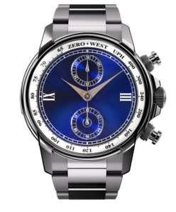 Elegant blue dial chronograph watch